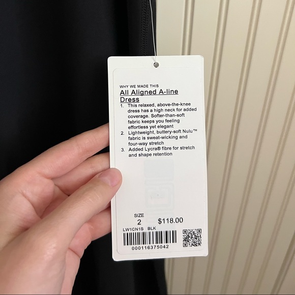 NWT - Lululemon - Women's All Aligned A-line Dress - Color: Black - Size: 2 - Picture 11 of 16